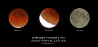 Nov 8, 2003 Lunar Eclipse panel of three images