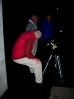 Observing through telescopes setup outside