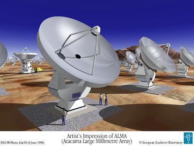 Artist's conception of the antennas for the Atacama Large Millimetre Array